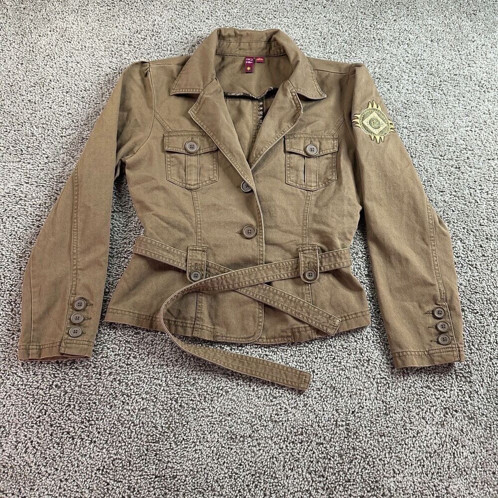 SO Utility Jacket Girls Extra Large Brown Southwestern Aztec Embroidered Belted